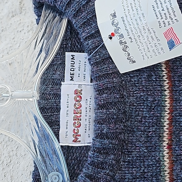 Vintage NWT New Old Stock McGregor Grunge Wool Striped Crewneck Sweater - Picture 9 of 9